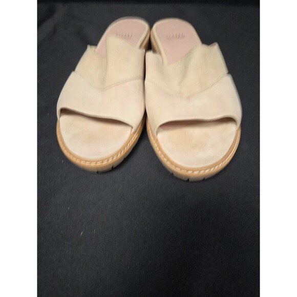 Stuart Weitzman Beige Slide Sandals Suede Flats Size 10 - Picture 3 of 6